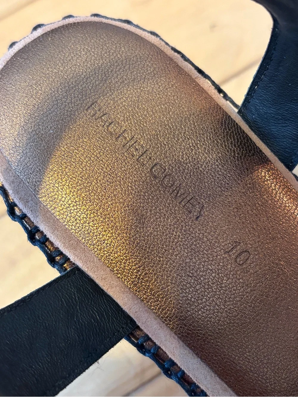 Rachel Comey Metallic Bronze Leather Wooden Block Heel Sandals size ten (10)
